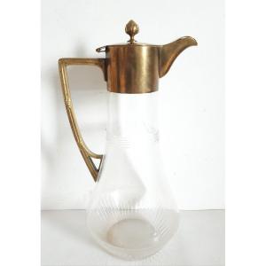 Wmf Glass And Brass Jug Ewer 1900 Louis XVI Style