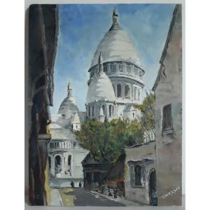 Table Oil On Wood View Of Paris The Sacré-coeur Charriau 1951