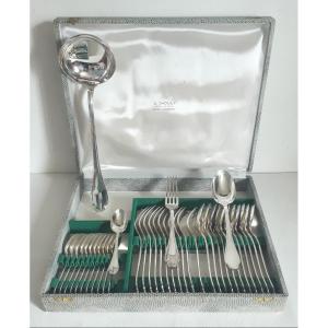 Christofle Cutlery Set 37 Pieces Pompadour Model Silver Metal
