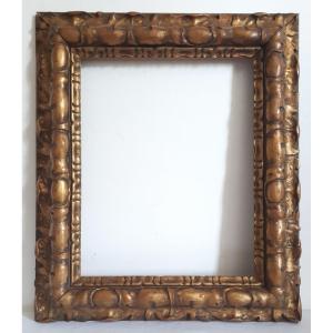 Carved Gilded Wooden Frame 19th Format 6f For Painting 41 X 33 Cm