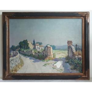 Jean-baptiste Conio (born In 1866) Oil On Canvas Provençal Landscape 1930