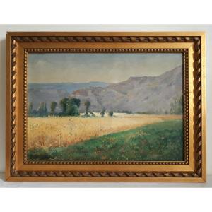 Oil On Canvas Countryside Landscape J. Laurent Late 19th Early 20th