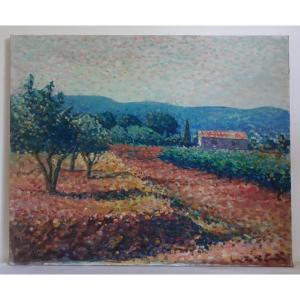 Jacques GAUTHERIN (1929-1997) huile sur toile paysage varois provençal post-impressionnisme