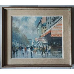 Gerhard COHN ROEMERS (1900-1965) vue de Paris Les Champs Elysées huile sur toile