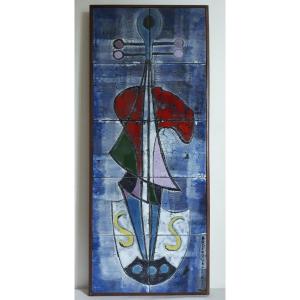 Pierre BOBIN - ARDECO Vallauris - panneau en céramique composition abstraite 1950 / 1960
