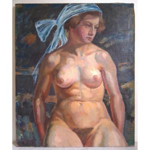 Oil On Canvas Female Nude Post Impressionism (signed)