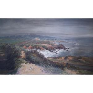 Gabriel AUGIZEAU (1894-1963) bord de mer côte rocheuse Vendée huile sur toile