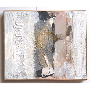 Claude Pellier (born In 1932) Abstract  Composition Acrylic And Collages On Canvas