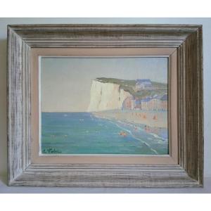 Ernest Violet (1883-1977) The Beach At Mers-les-bains Oil On Panel Marine