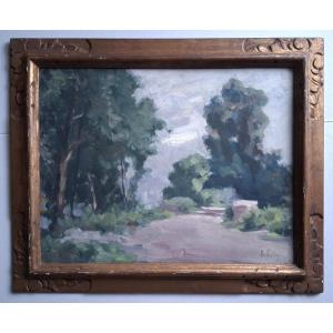 Hippolyte LETY (1878-1959) paysage - Bords du Rhône à Vienne - huile sur panneau 1931