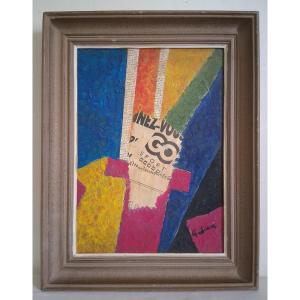 Greta Sauer (1909-2000) Abstract Composition Mixed Technique