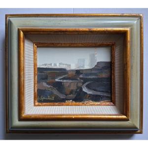 André Gambut (1932-2024) Oil On Canvas View Of Montceau-les-mines