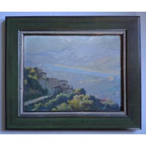 Hippolyte LETY (1878-1959) La vallée du Rhône Le Pilat Brume matinale huile sur panneau 1947