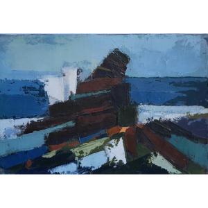 Michel DUFOUR huile sur toile composition abstraite