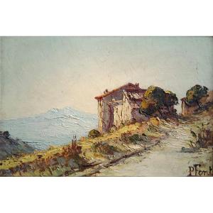 Paula FONT (1882-1967) huile sur bois paysage provençal