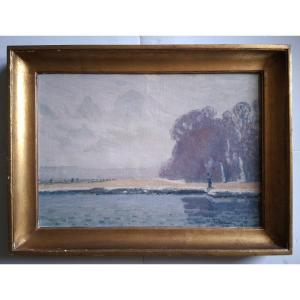 Huile sur toile vue de Versailles la Terrasse H. Dubois 1920