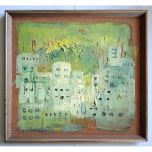 Huile sur panneau ville d'Afrique du Nord  Hans Krumlinde