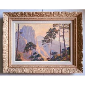 Benjamin SARRAILLON (1900-1989) huile sur bois falaises en Corse