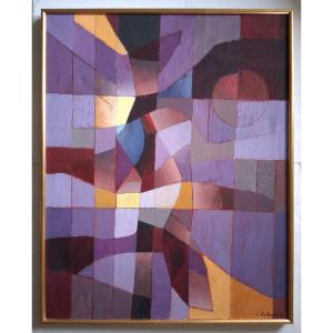 Charles LABERNE (1909-1998) composition abstraite "Les rayons et les ombres" huile sur toile
