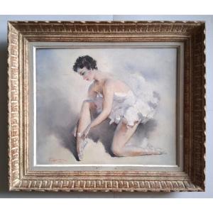 Jean Darignan Oil On Canvas Ballerina "little Rat Of The Opera"