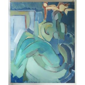 Georges Ferrato Oil On Canvas "woman In The Yellow Bed"