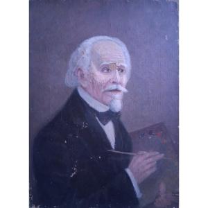 Oil On Canvas Portrait Of A Painter 19th Century