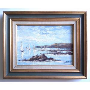 Maurice Bernard (1927–2005) "les Régates" (the Regattas) Brittany Seascape Oil On Canvas.