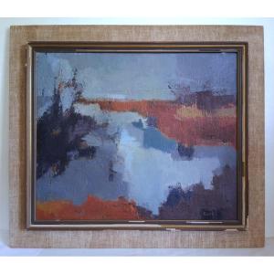 Nicole GUIEU (1935-2018) composition abstraite huile sur toile