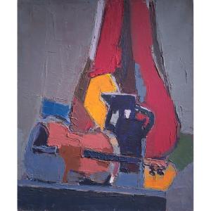 Huile sur toile nature morte au violon