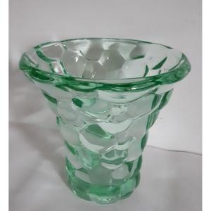 Pierre d'Avesn (1901-1990) Art Deco Honeycomb Glass Vase 1930