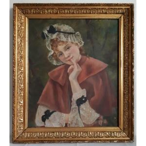 Marguerite Brun (19th-20th Century) Oil On Canvas Portrait Of A Young Woman