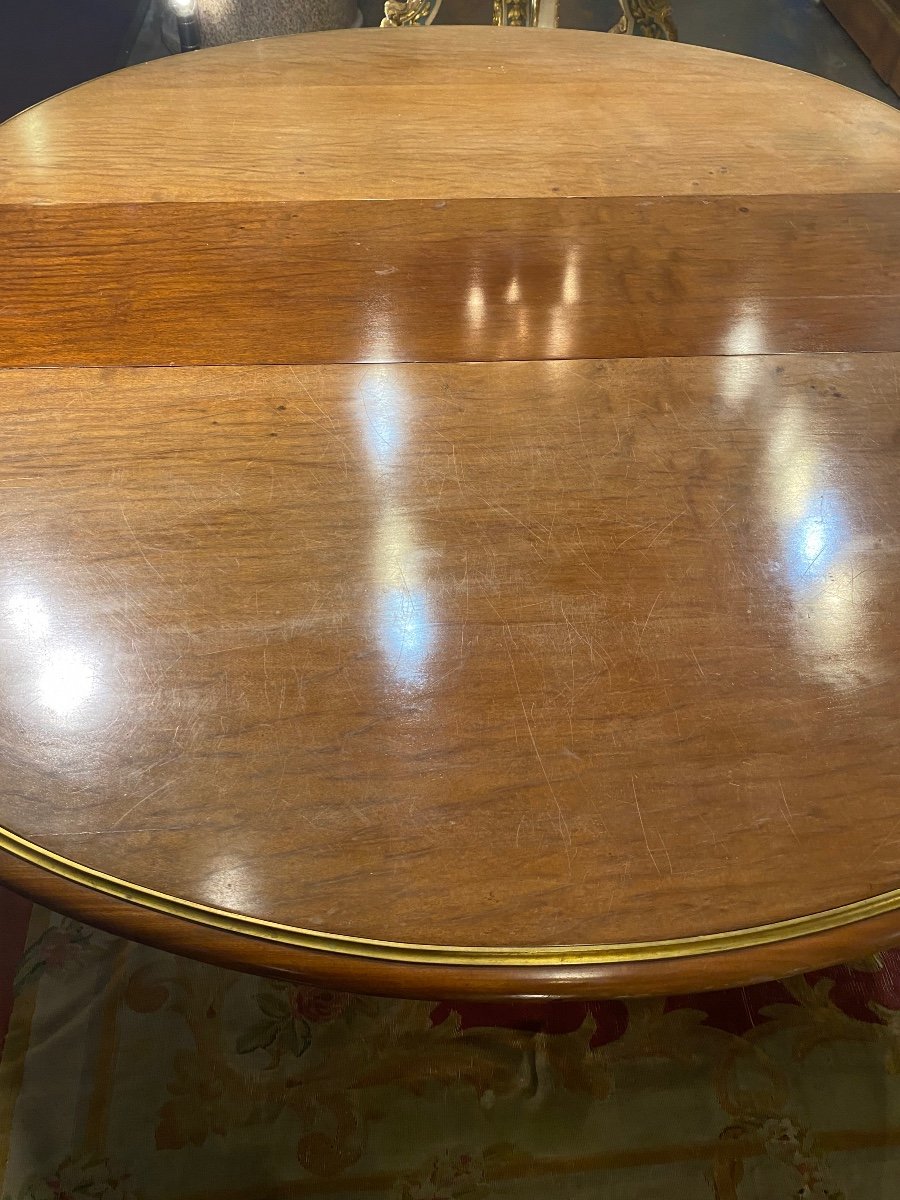 Important Guéridon De Salle à Manger, Acajou Et Bronze-photo-2