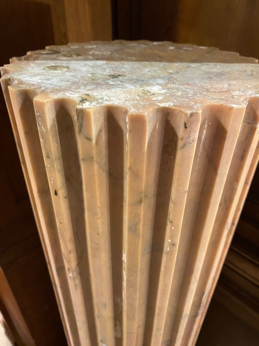 Pair Of Fluted Columns In Siena Marble-photo-3