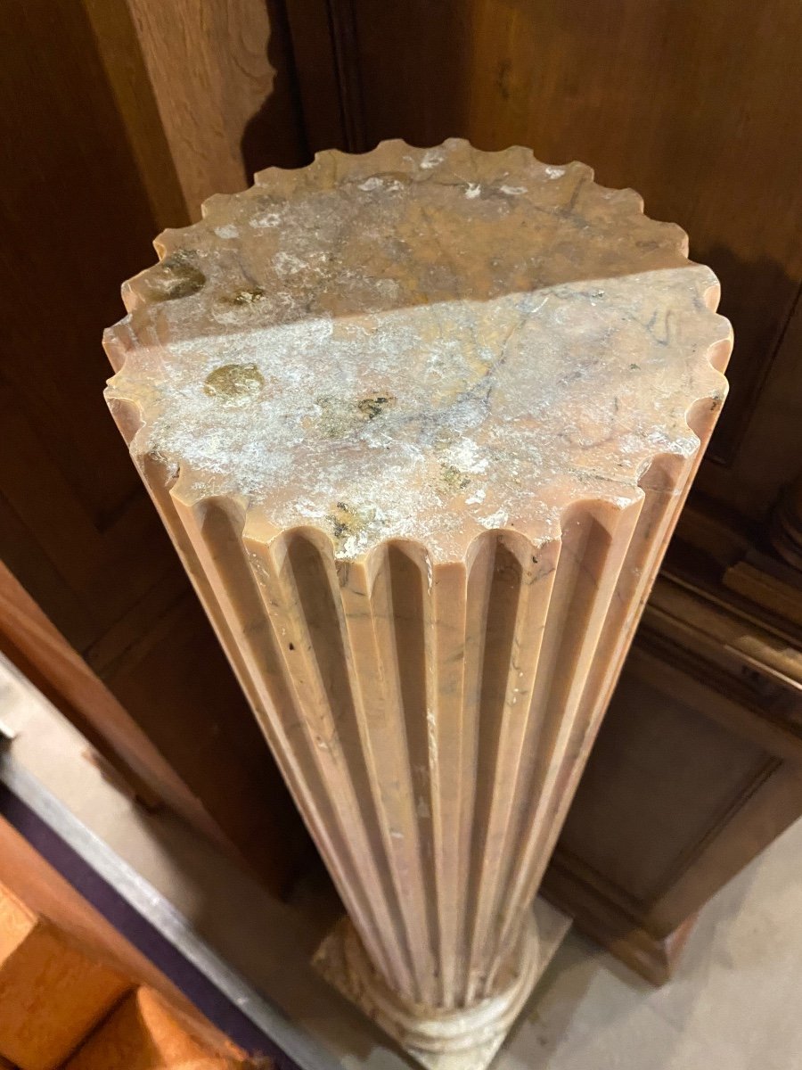 Pair Of Fluted Columns In Siena Marble-photo-4