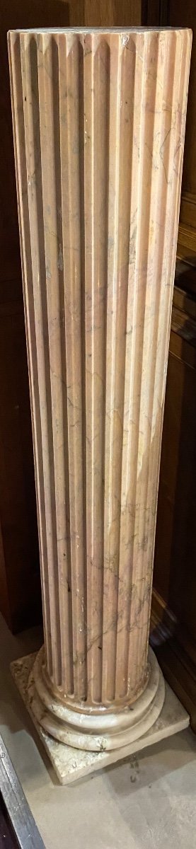 Pair Of Fluted Columns In Siena Marble