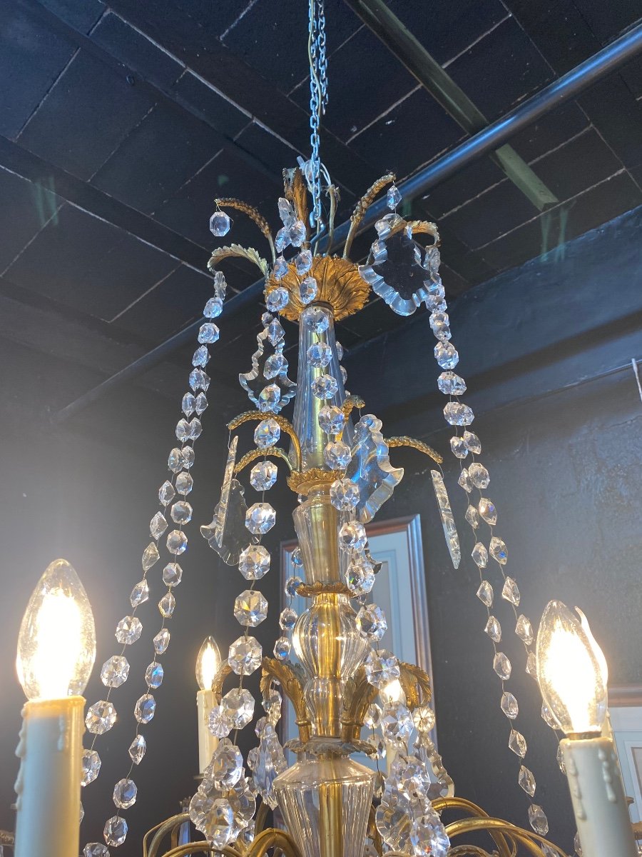 Chandelier, Louis XVI Style Bronze And Crystal-photo-1