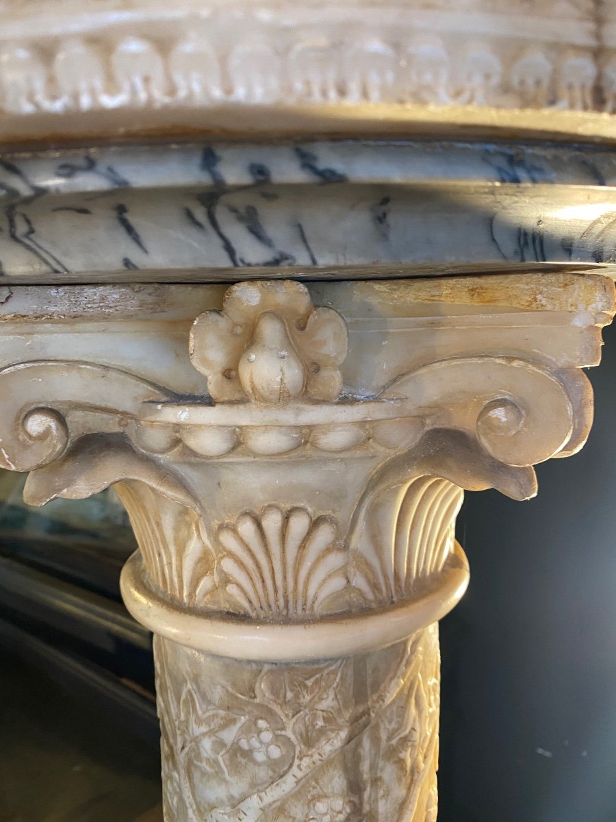 Italian 19th Century Alabaster Planter Stand.-photo-1