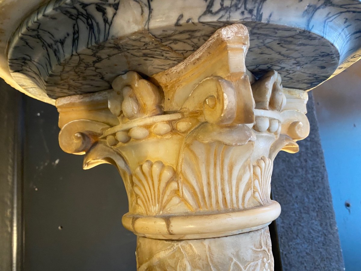 Italian 19th Century Alabaster Planter Stand.-photo-3