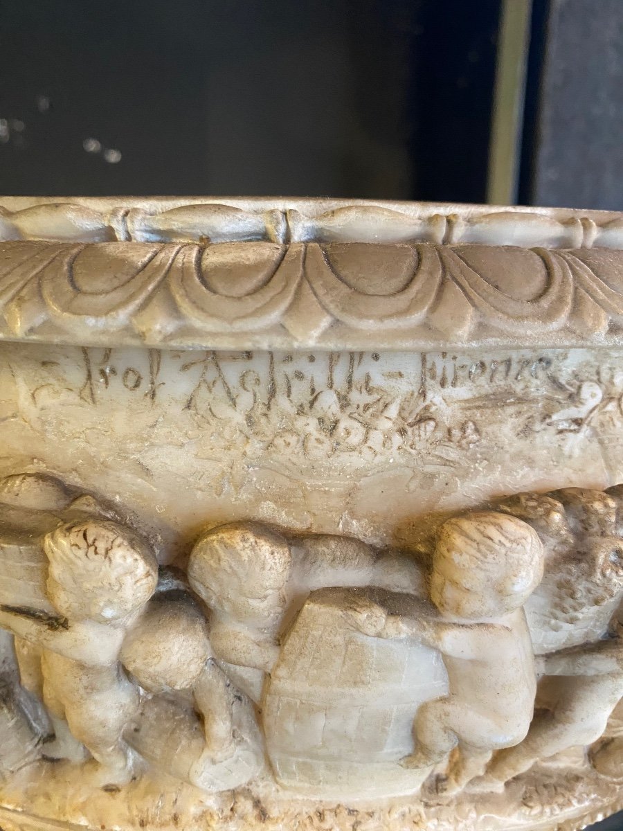 Italian 19th Century Alabaster Planter Stand.-photo-6