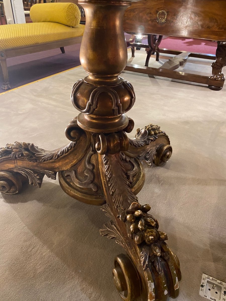 Important Golden Wood And Marble Pedestal Table-photo-4