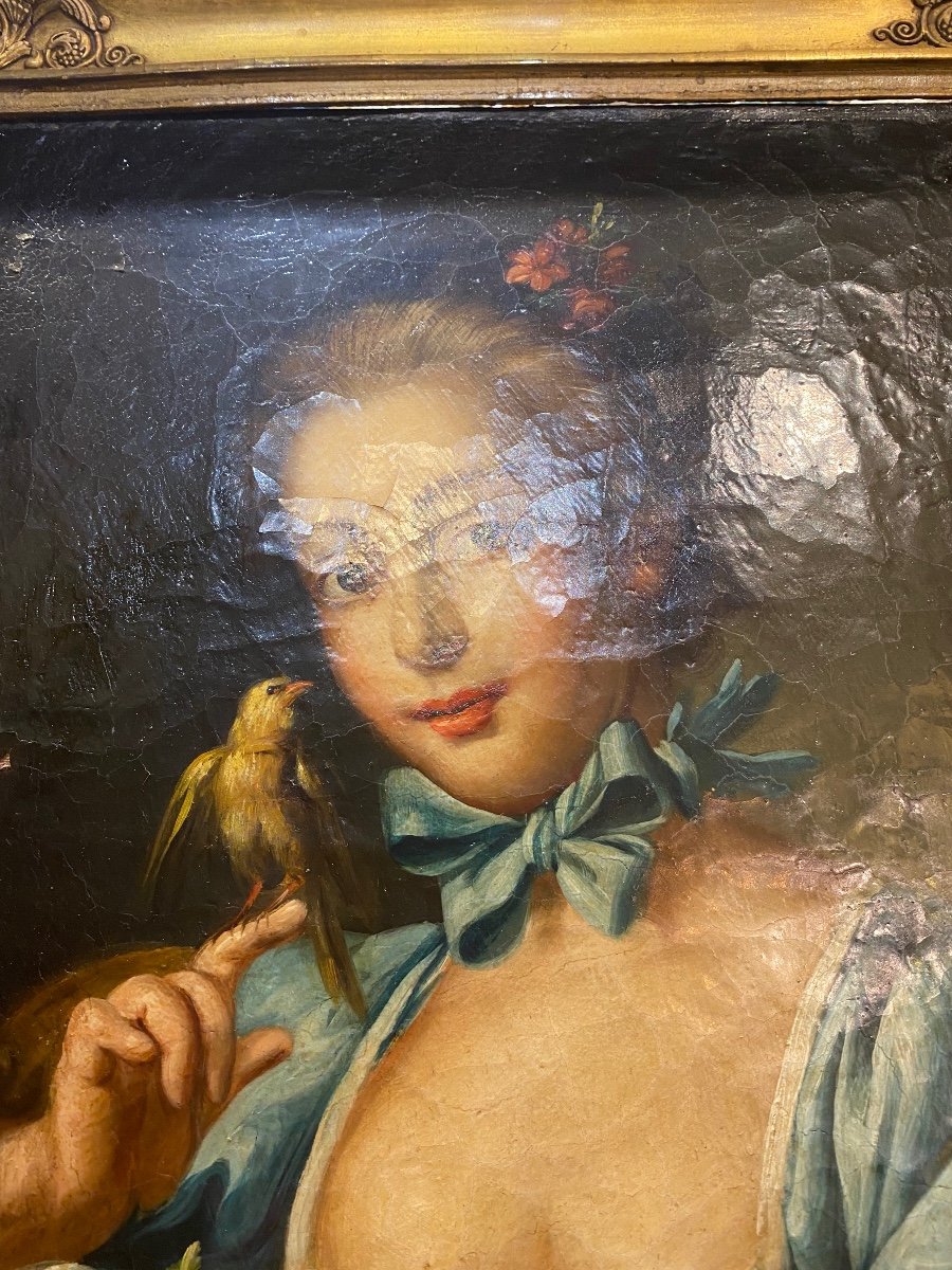 Tableau 19e Femme à L’oiseau-photo-3