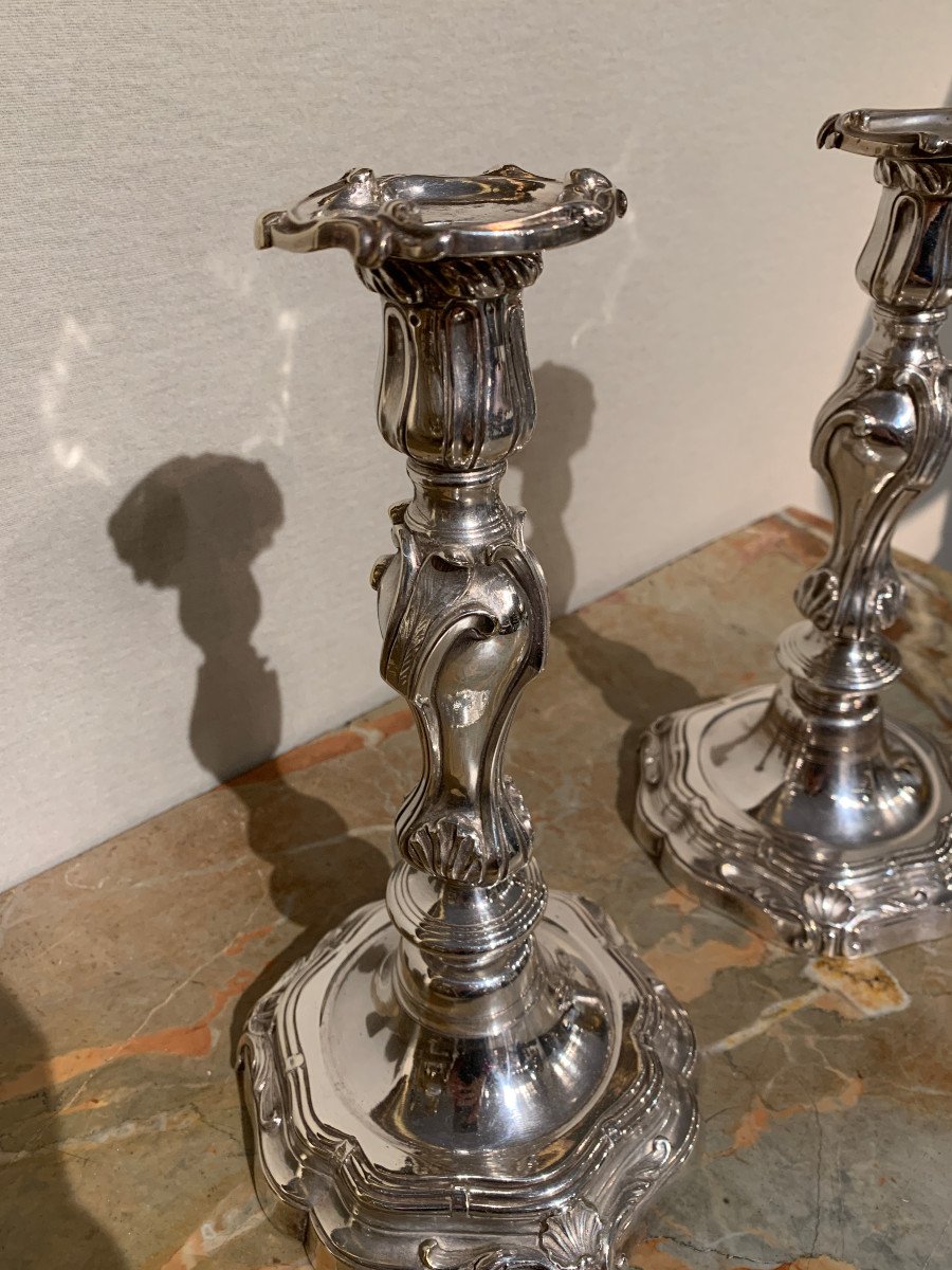 Paire de  flambeaux d'époque fin 19ème siècle-photo-3