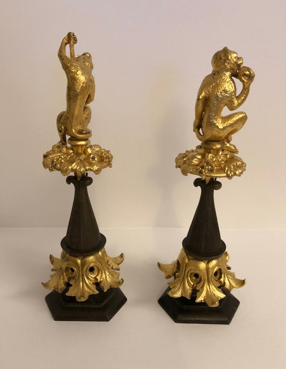 Paire de singes en bronze Restauration-photo-4