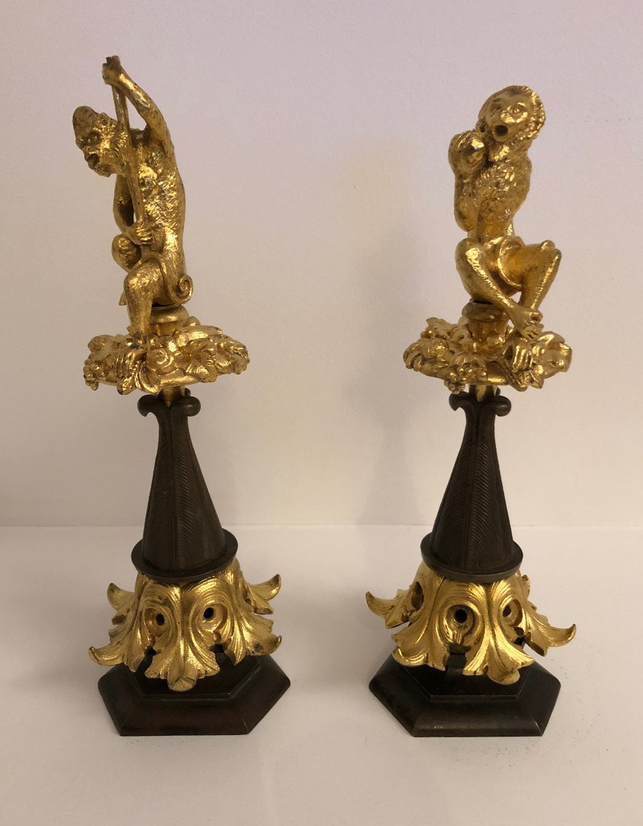 Pair Of Bronze Monkeys Restoration