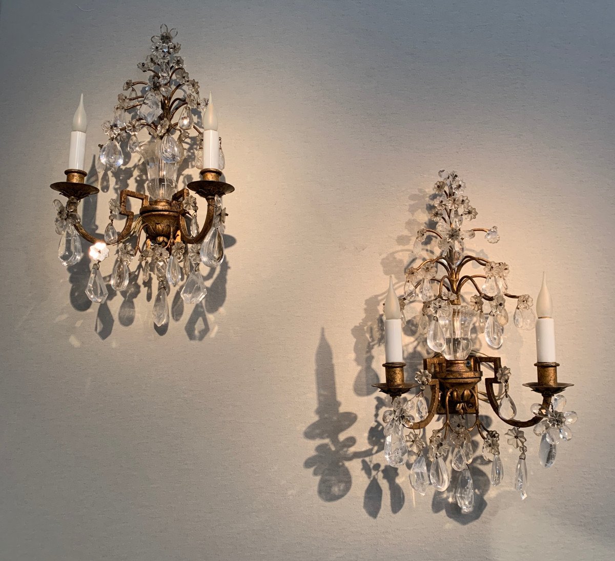 Pair Of Crystal Sconces