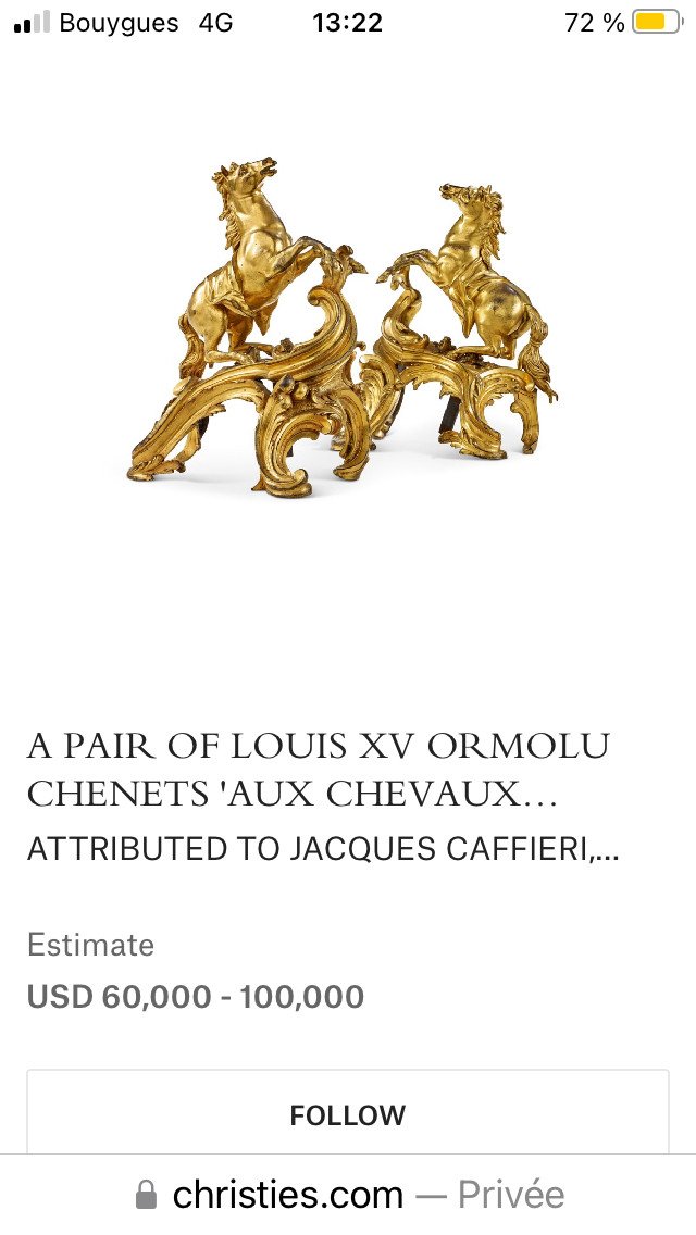 Pair Of Louis XV Period Horse Andirons -photo-5