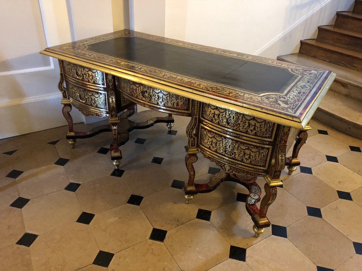 Grand Bureau Mazarin D’époque Louis XIV Attribué à Nicolas Sageot-photo-2