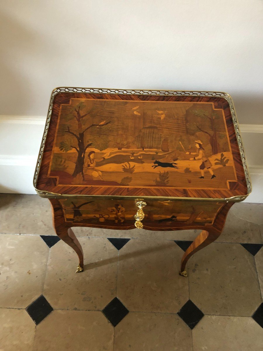 Petite Table En Marqueterie d'époque Louis XV-photo-2