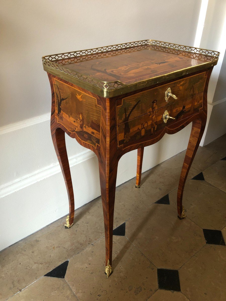Petite Table En Marqueterie d'époque Louis XV-photo-3