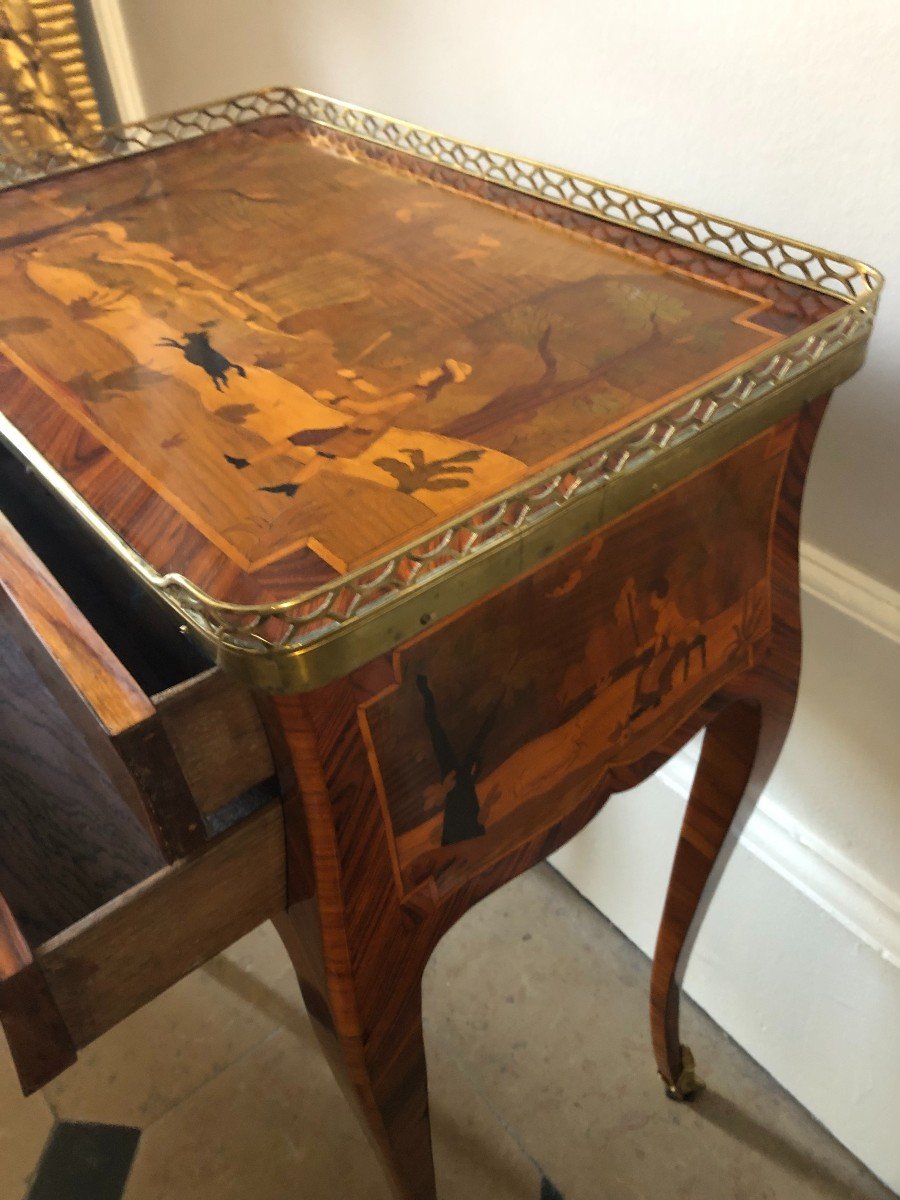Petite Table En Marqueterie d'époque Louis XV-photo-3